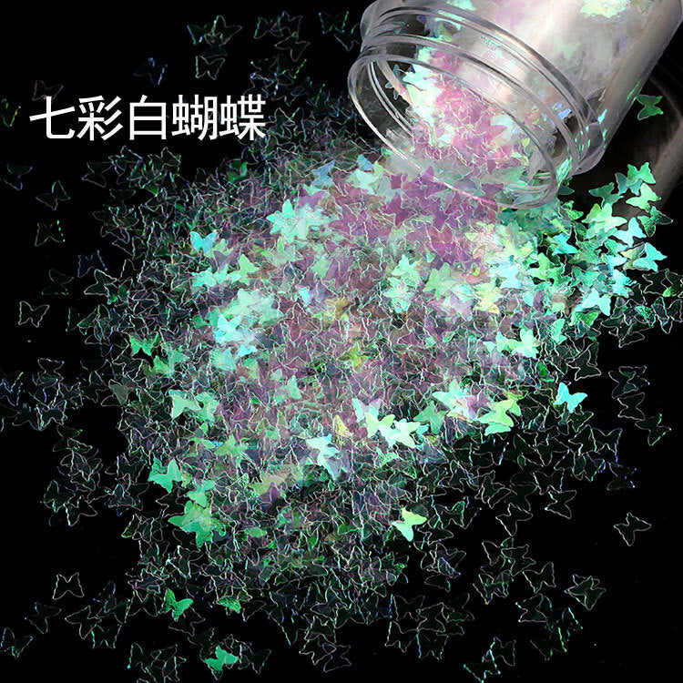 Wholesale Internet Celebrity Sparkling Laser Butterfly Nail Patch Phone Case Glitter Ring Powder Glitter Powder Drop Glue Glitter